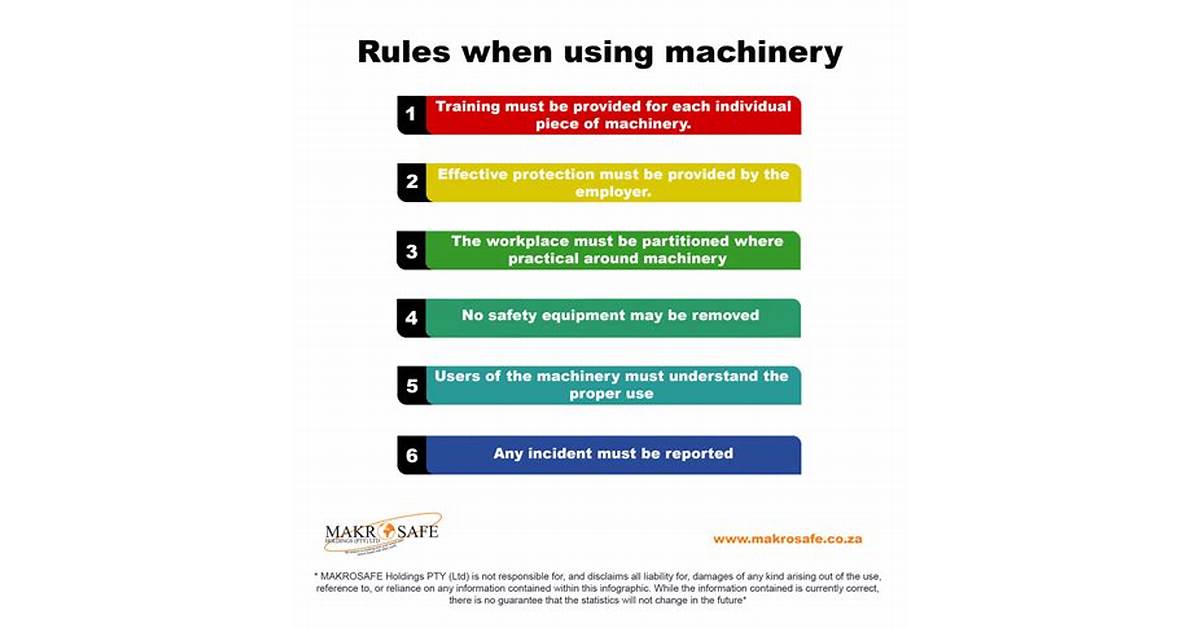 Safe handling of equipment and machinery